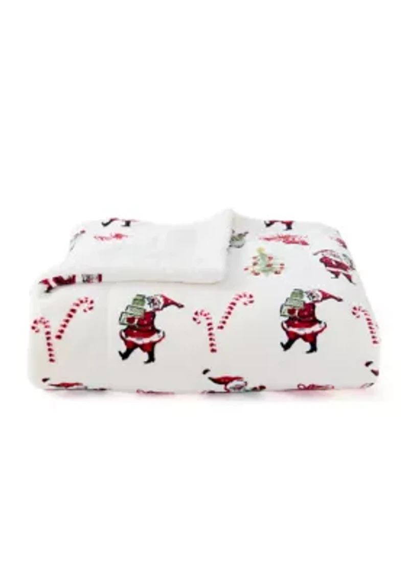 Santa Printed Sherpa Throw Blanket