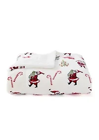 Santa Printed Sherpa Throw Blanket