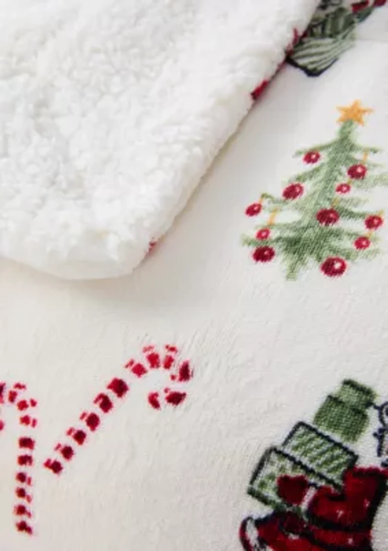 Santa Printed Sherpa Throw Blanket