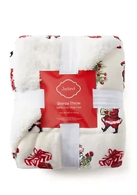 Santa Printed Sherpa Throw Blanket