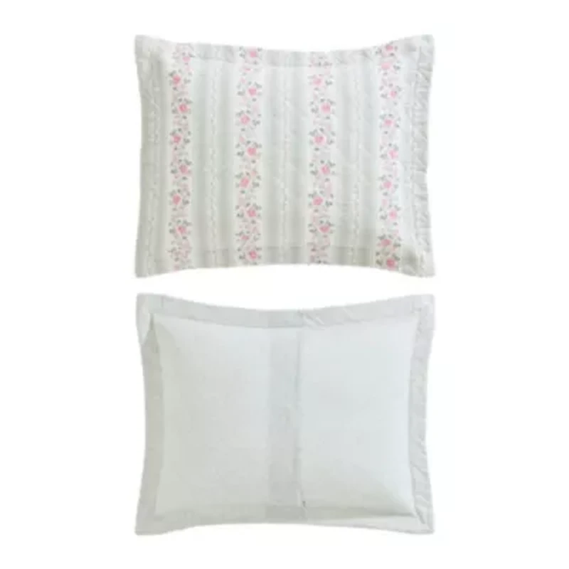 Rosebud Stripe Cotton Quilt Set