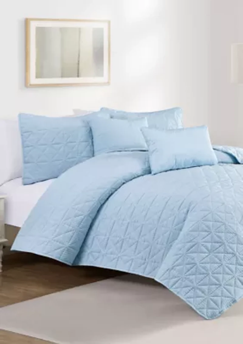 Kayne Blue 5pc Quilt Set