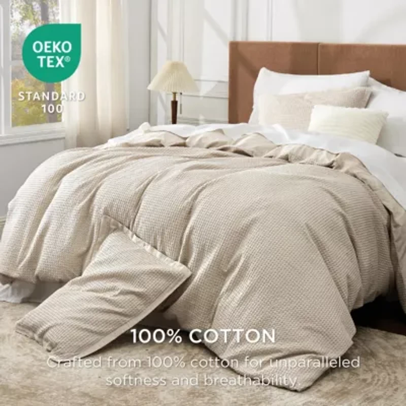 GentleSoft™ Cotton Waffle Weave Duvet Cover Set
