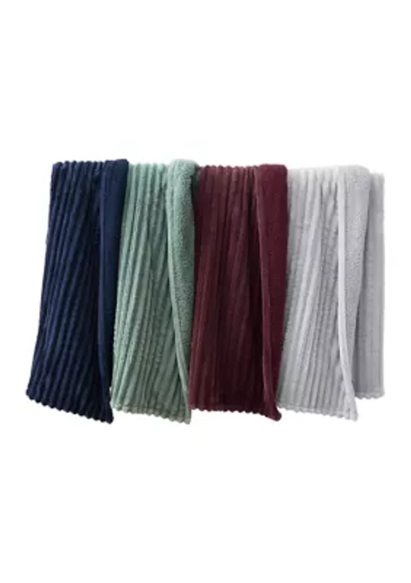 Ribbed Sherpa Heated Reversible Throw Blanket