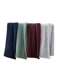 Ribbed Sherpa Heated Reversible Throw Blanket