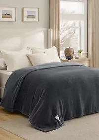 Solid Plush Heated Throw Blanket