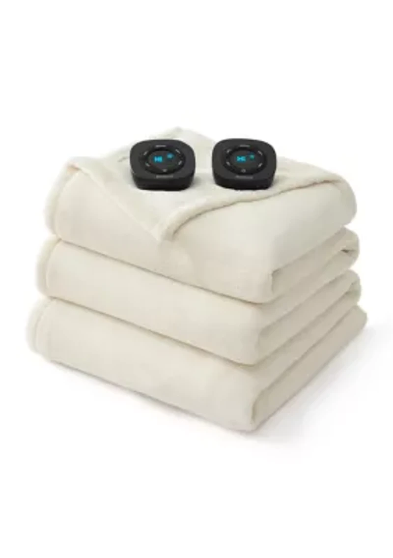 Solid Plush Heated Throw Blanket