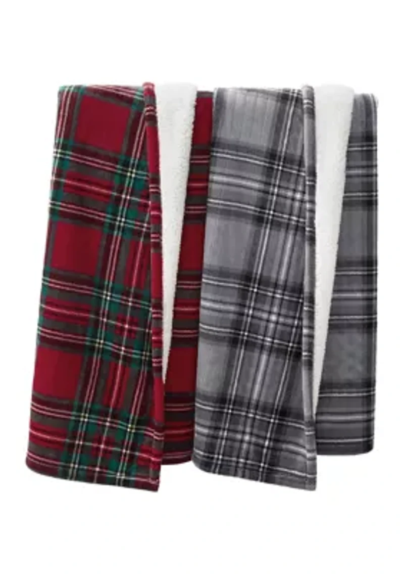 Printed Flannel Plush Plaid Heated Throw Blanket