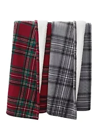 Printed Flannel Plush Plaid Heated Throw Blanket