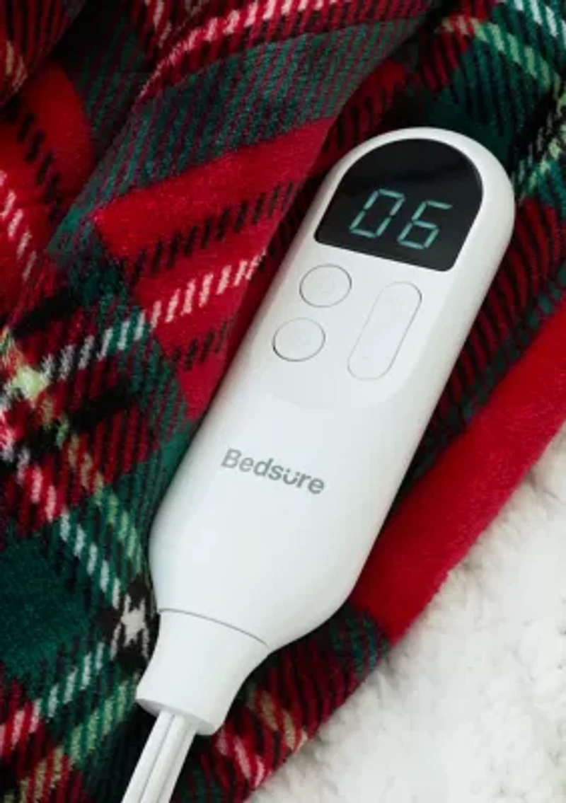 Printed Flannel Plush Plaid Heated Throw Blanket