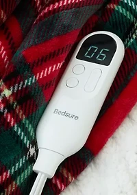 Printed Flannel Plush Plaid Heated Throw Blanket