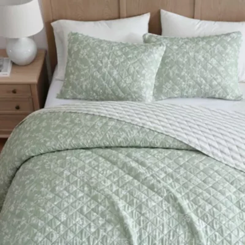 French Bird Floral Cotton Quilt Set