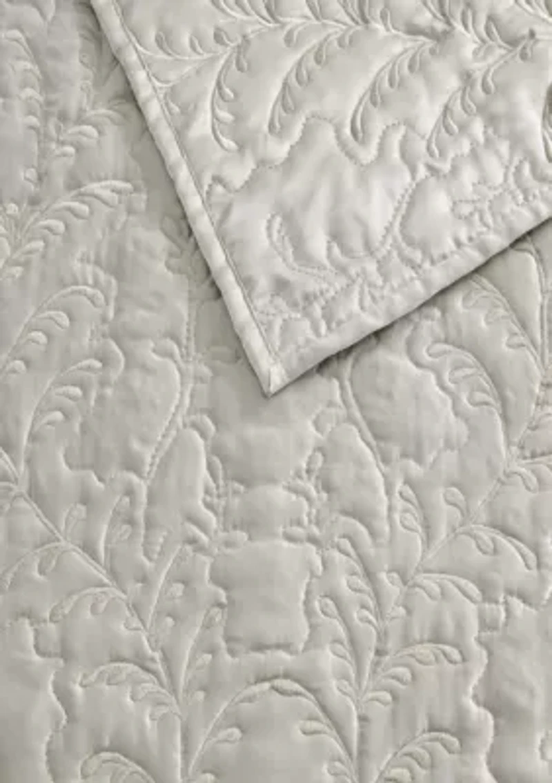 Fern Embroidery Microfiber Quilt Set