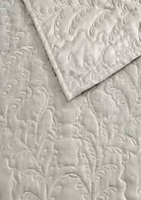 Fern Embroidery Microfiber Quilt Set
