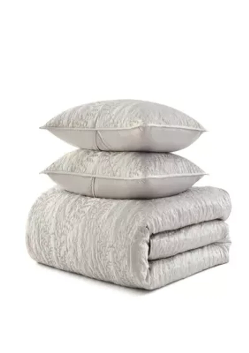 Fern Embroidery Microfiber Quilt Set