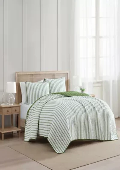 Ticking Stripe Cotton Quilt Set