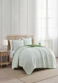 Ticking Stripe Cotton Quilt Set