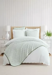 Ticking Stripe Cotton Quilt Set