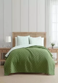 Ticking Stripe Cotton Quilt Set