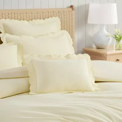 Signature Scallop Cotton Blend Decorative Pillow