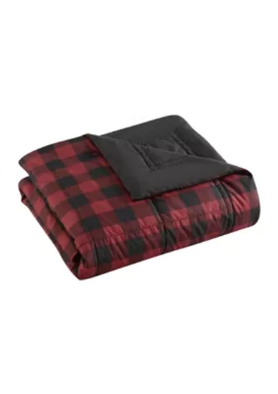 Mountain Plaid Plush Fleece Blanket