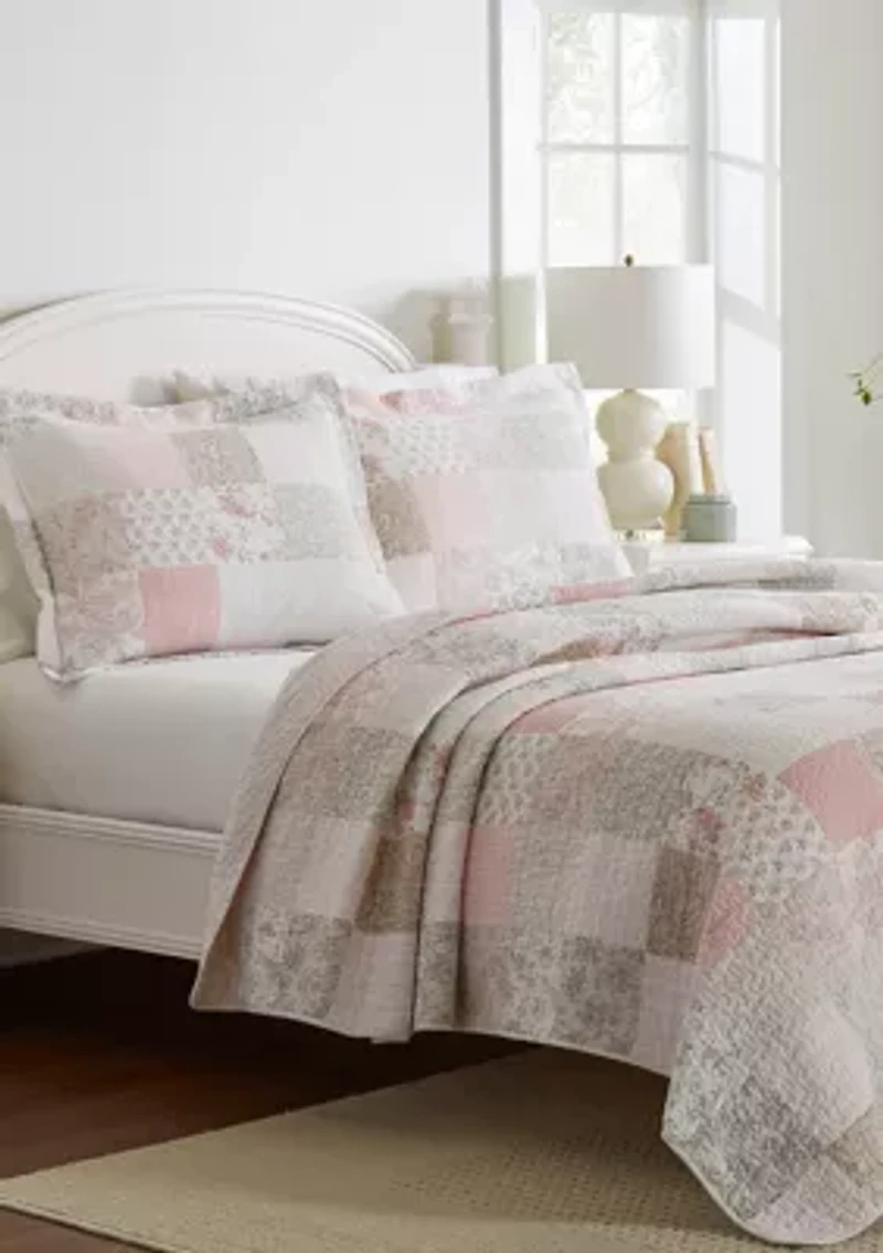 Celina Patchwork 3-Piece Floral Cotton Quilt Set