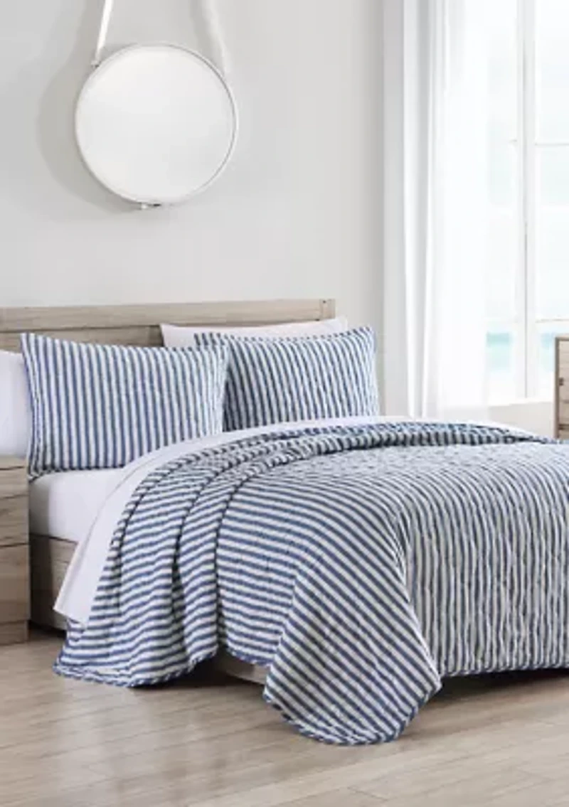 Willow Way Ticking Stripe Cotton Quilt Set