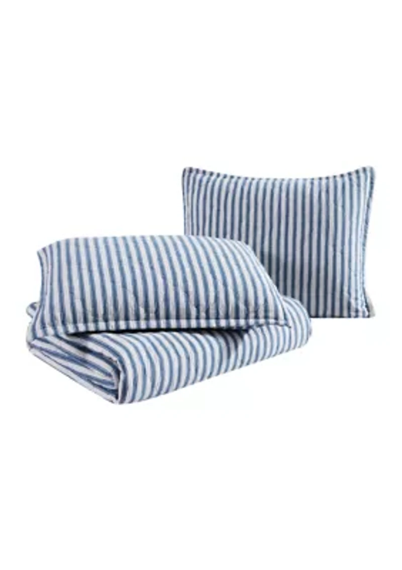 Willow Way Ticking Stripe Cotton Quilt Set