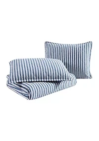 Willow Way Ticking Stripe Cotton Quilt Set
