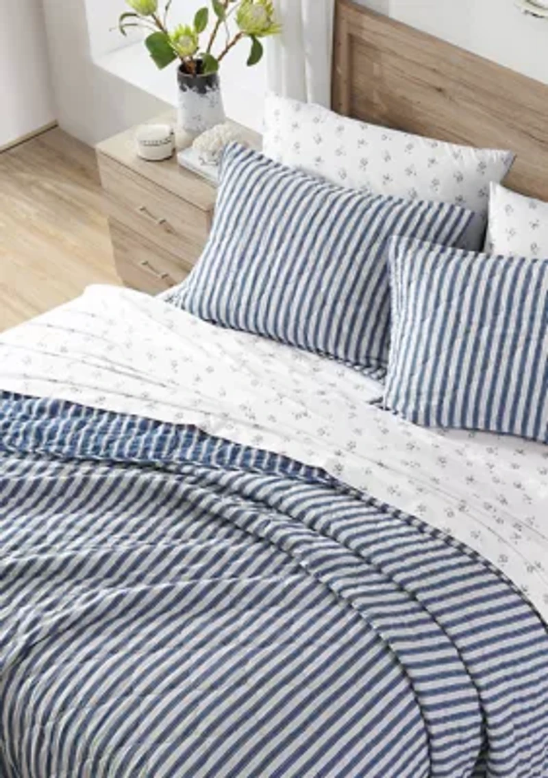 Willow Way Ticking Stripe Cotton Quilt Set