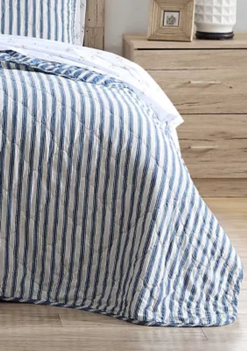 Willow Way Ticking Stripe Cotton Quilt Set