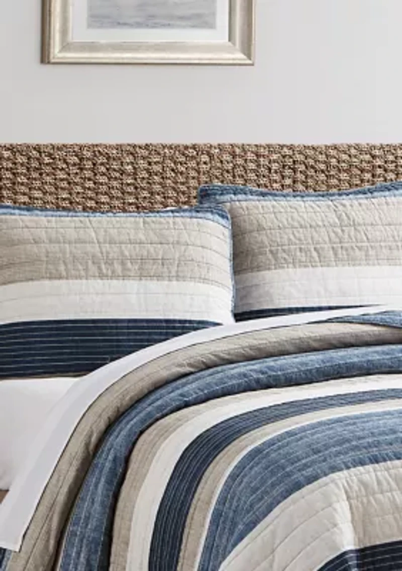 Ridgeport 100% Cotton- 3 Piece- Reversible Quilt Set