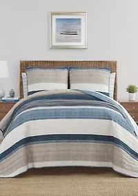 Ridgeport 100% Cotton- 3 Piece- Reversible Quilt Set