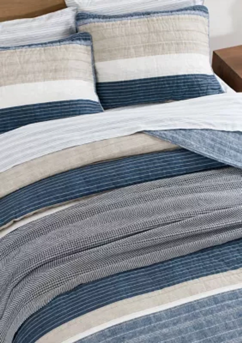 Ridgeport 100% Cotton- 3 Piece- Reversible Quilt Set