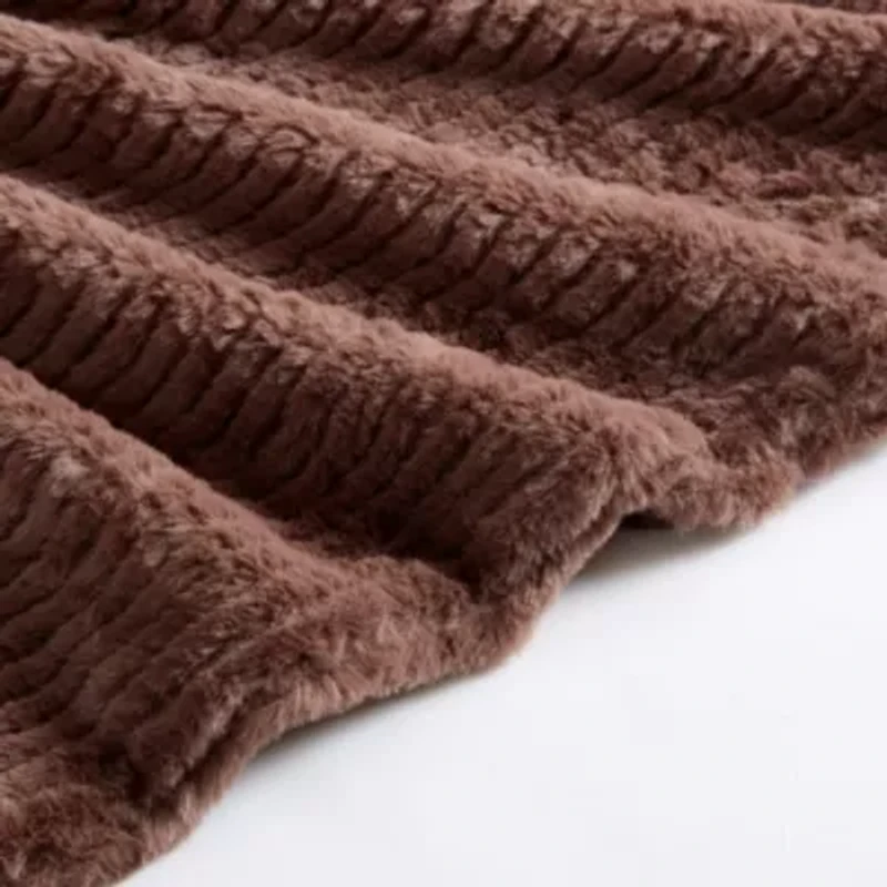 Ribbed Texture Stripe Solid Microfiber Throw Blanket