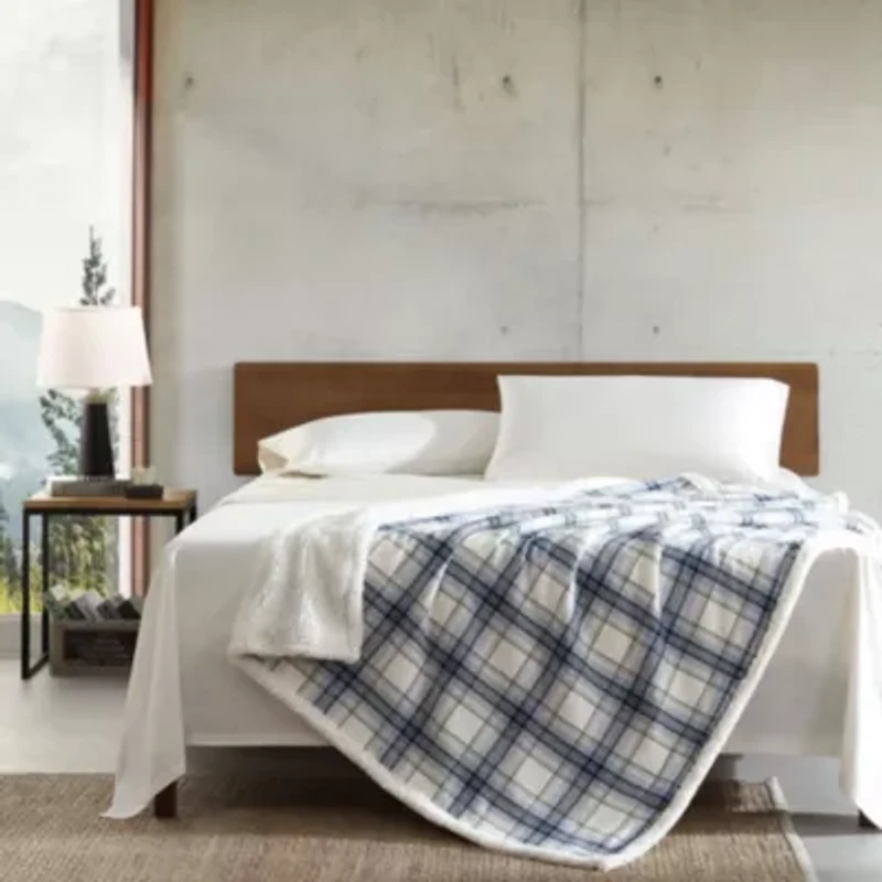 Edgewood Plaid 100% Cotton Flannel Reversible Throw Blanket