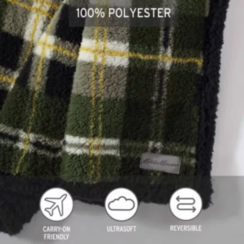 Trailhead Plaid Ultra Soft Plush Fleece Reversible Throw Blanket