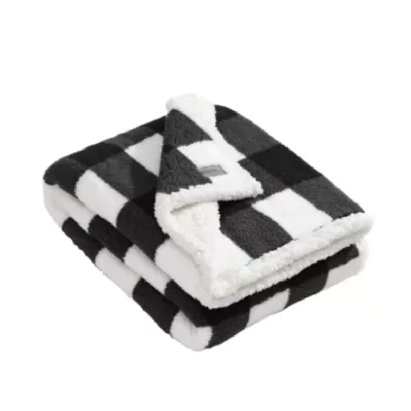 Cabin Plaid Plush Fleece Throw Blanket