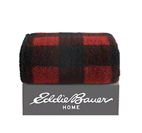 Cabin Plaid Sherpa Reversible Throw Blanket