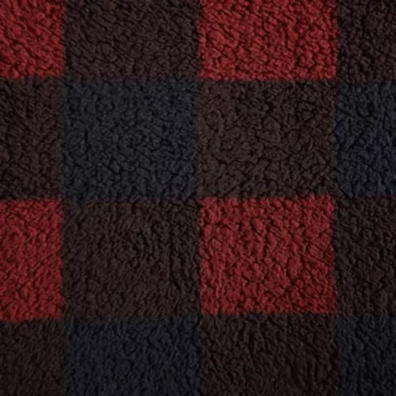 Cabin Plaid Sherpa Reversible Throw Blanket
