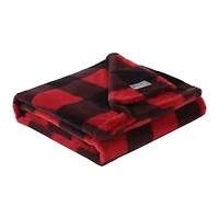 Cabin Plaid Plush Fleece Throw & Pillow Set