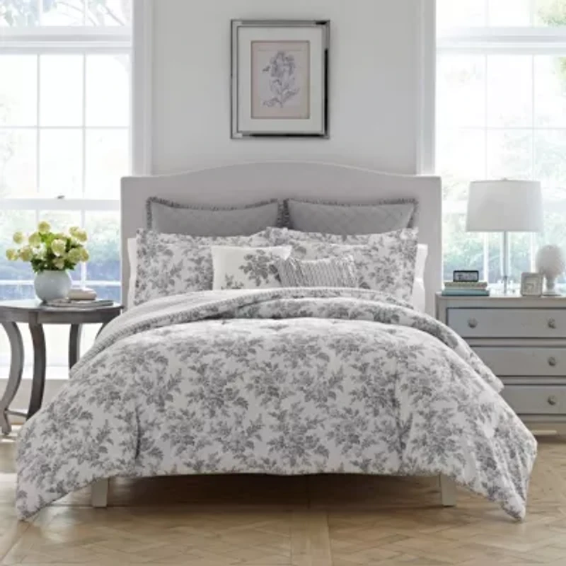 Annalise Floral 100% Cotton - 7 Piece- Duvet Cover Bonus Set