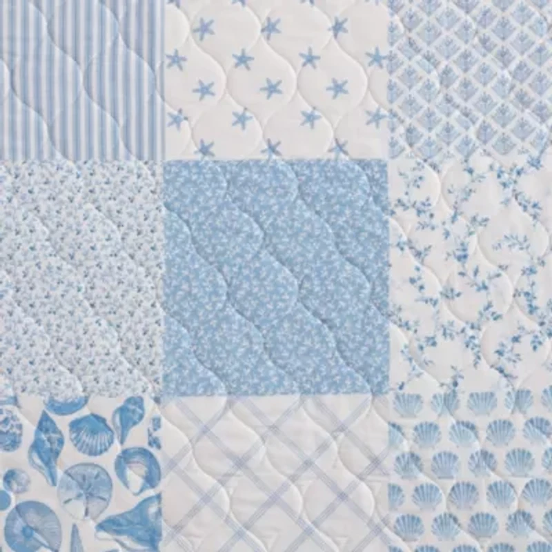 Colleens Coastal Patchwork 100% Cotton Quilt-Sham Set