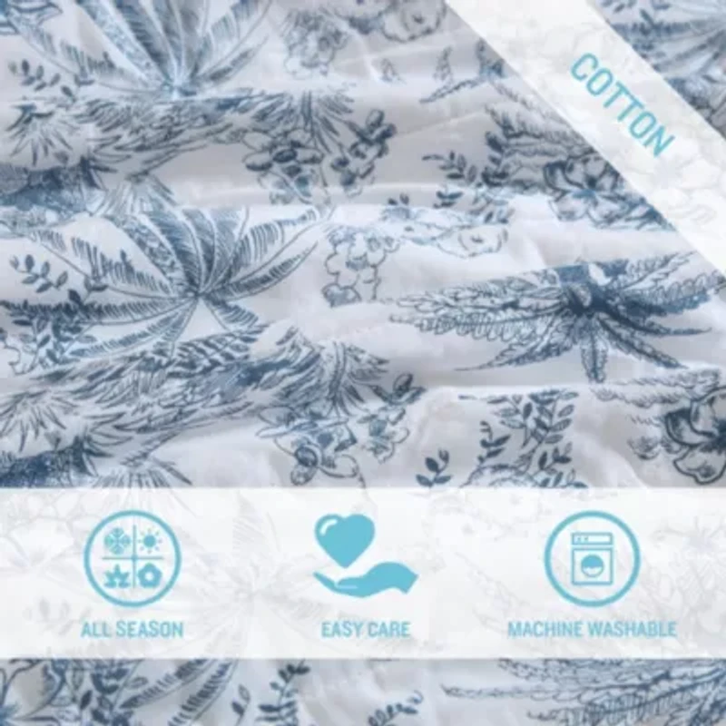 Pen And Ink Palm 100% Cotton Quilt-Sham Set
