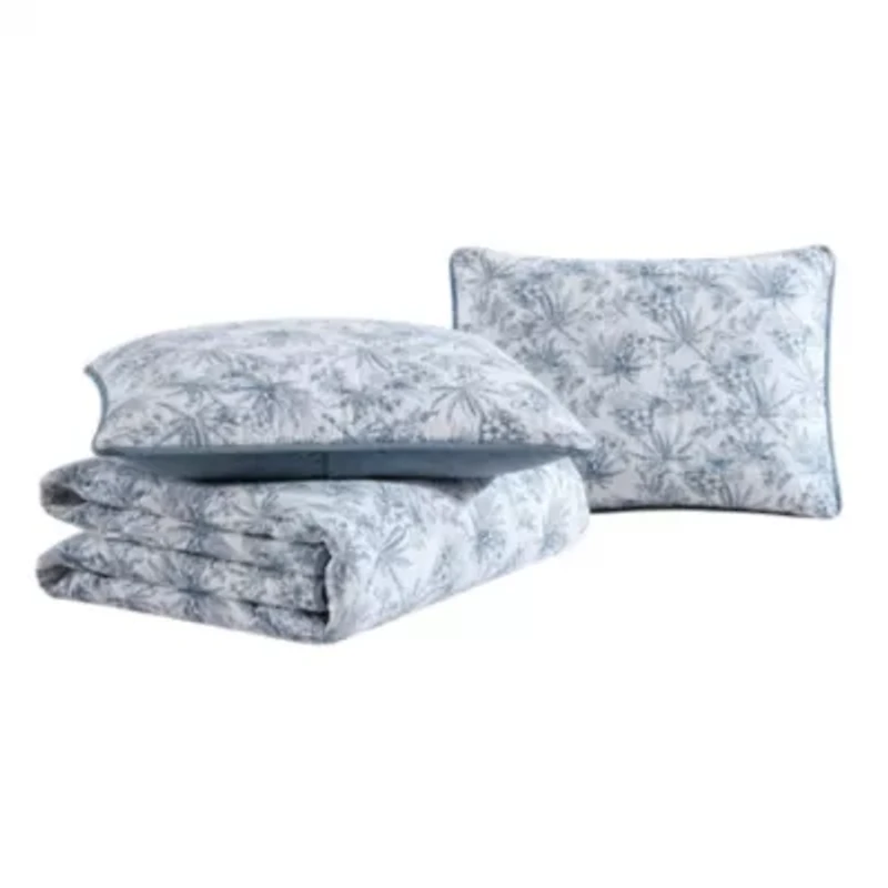 Pen And Ink Palm 100% Cotton Quilt-Sham Set