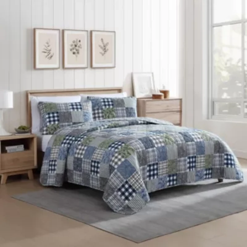 Cozy Plaid Patchwork 100% Cotton Quilt-Sham Set