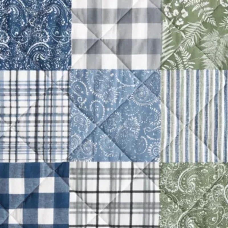 Cozy Plaid Patchwork 100% Cotton Quilt-Sham Set