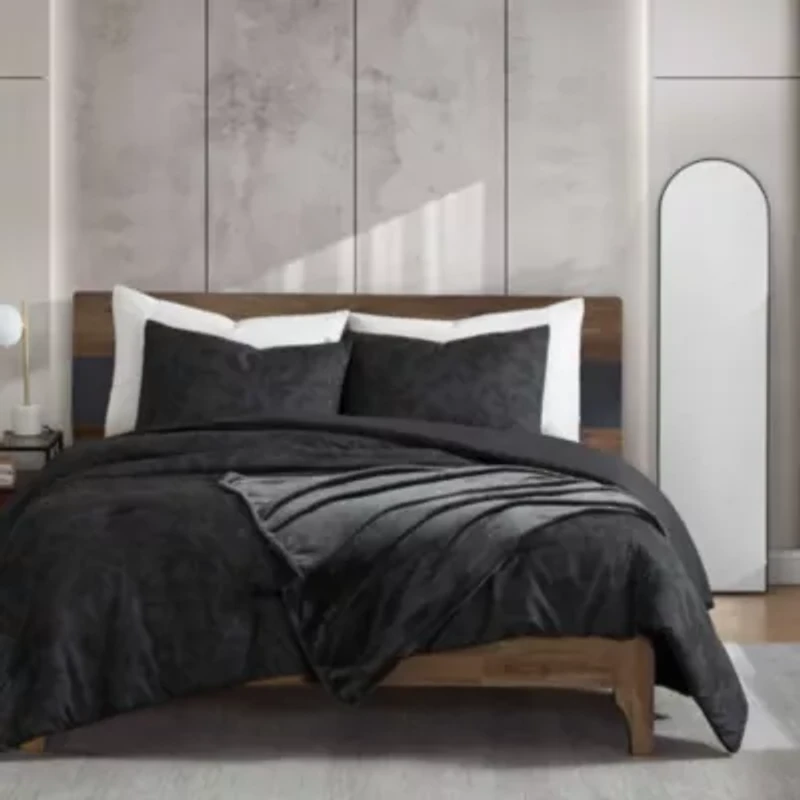 Silhouette Floral Microfiber Comforter Sham Bonus Set