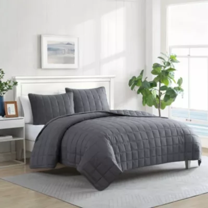 Solid Brushed Micro Jersey Microfiber Quilt Set