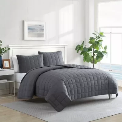 Solid Brushed Micro Jersey Microfiber Quilt Set